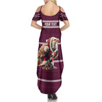 NRL Manly Warringah Christmas Personalised Summer Maxi Dress with Sea Eagles Mascot