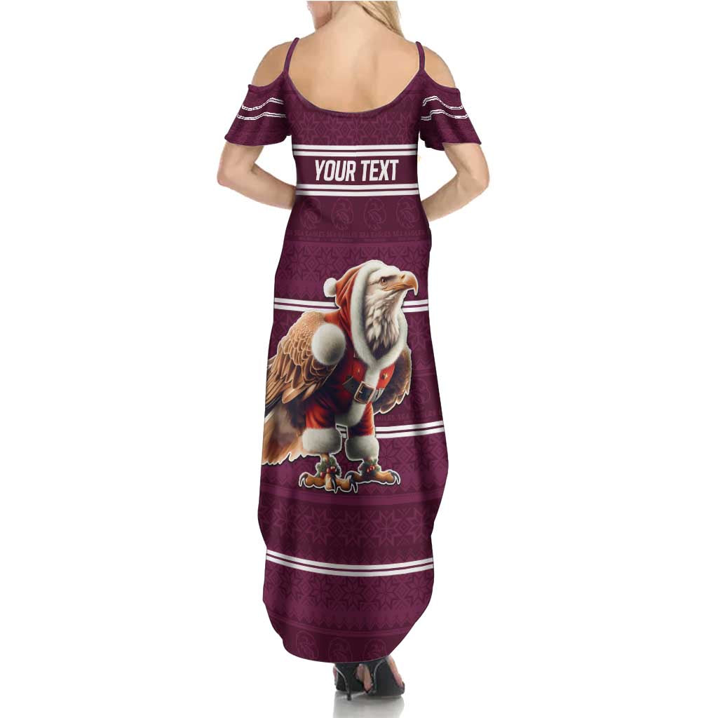 NRL Manly Warringah Christmas Personalised Summer Maxi Dress with Sea Eagles Mascot