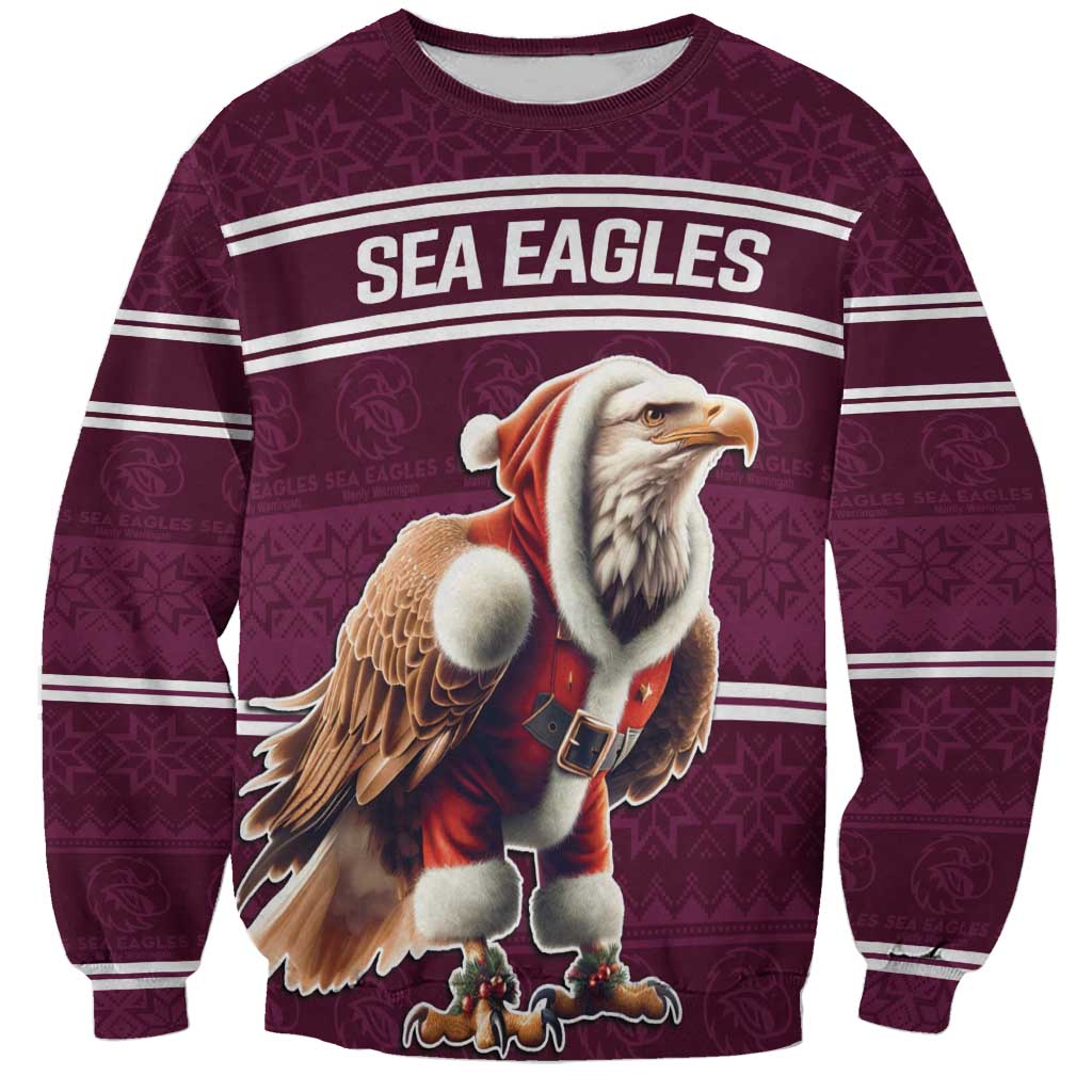 NRL Manly Warringah Christmas Personalised Sweatshirt with Sea Eagles Mascot