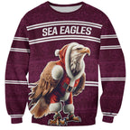 NRL Manly Warringah Christmas Personalised Sweatshirt with Sea Eagles Mascot