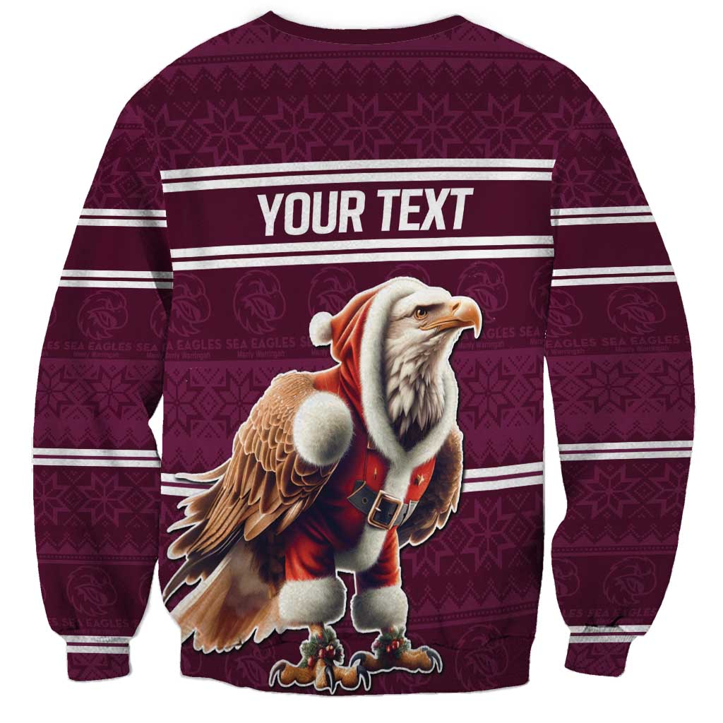 NRL Manly Warringah Christmas Personalised Sweatshirt with Sea Eagles Mascot