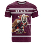 NRL Manly Warringah Christmas Personalised T Shirt with Sea Eagles Mascot