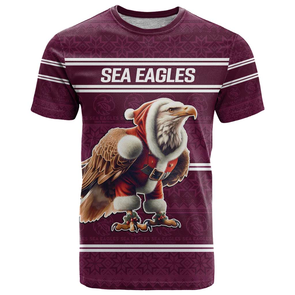 NRL Manly Warringah Christmas Personalised T Shirt with Sea Eagles Mascot