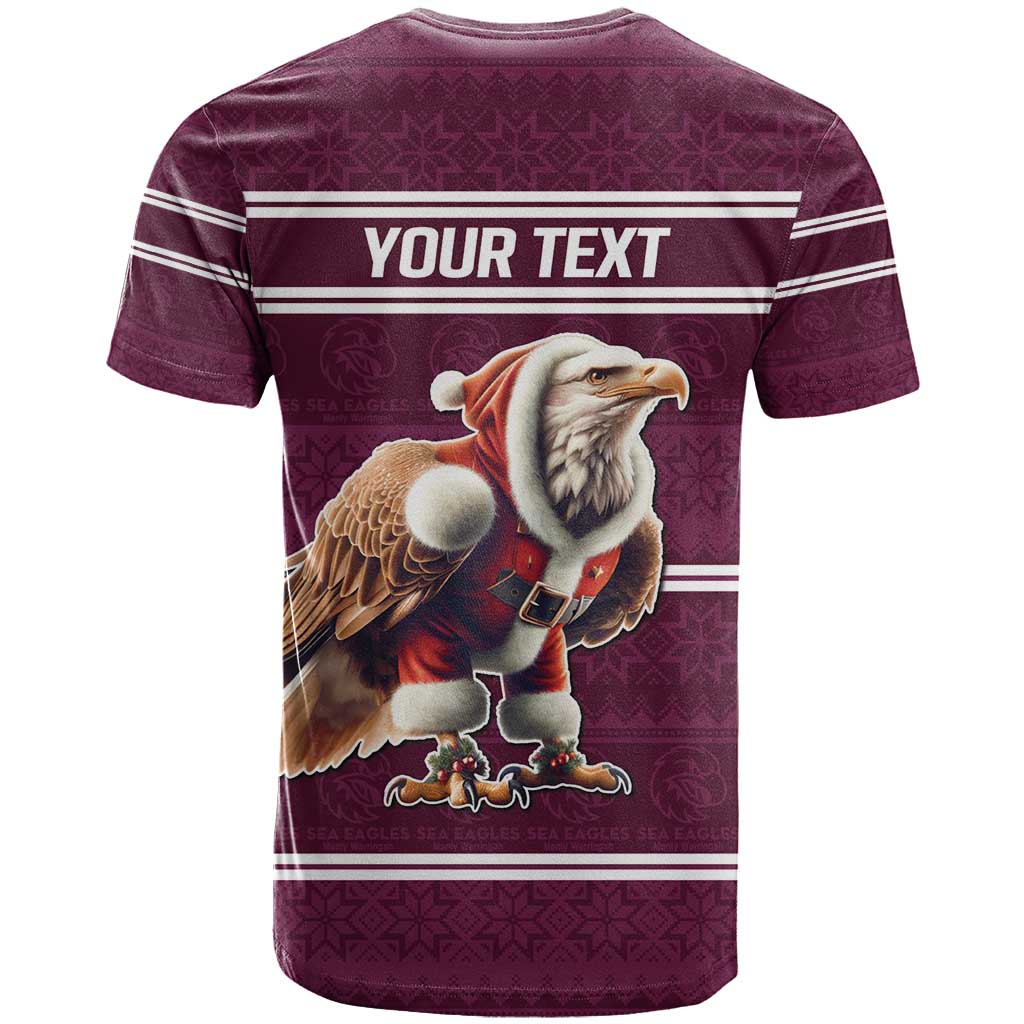 NRL Manly Warringah Christmas Personalised T Shirt with Sea Eagles Mascot