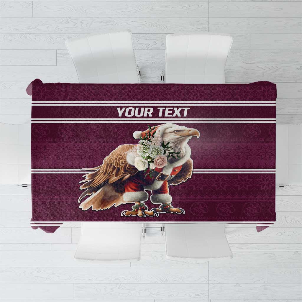NRL Manly Warringah Christmas Personalised Tablecloth with Sea Eagles Mascot