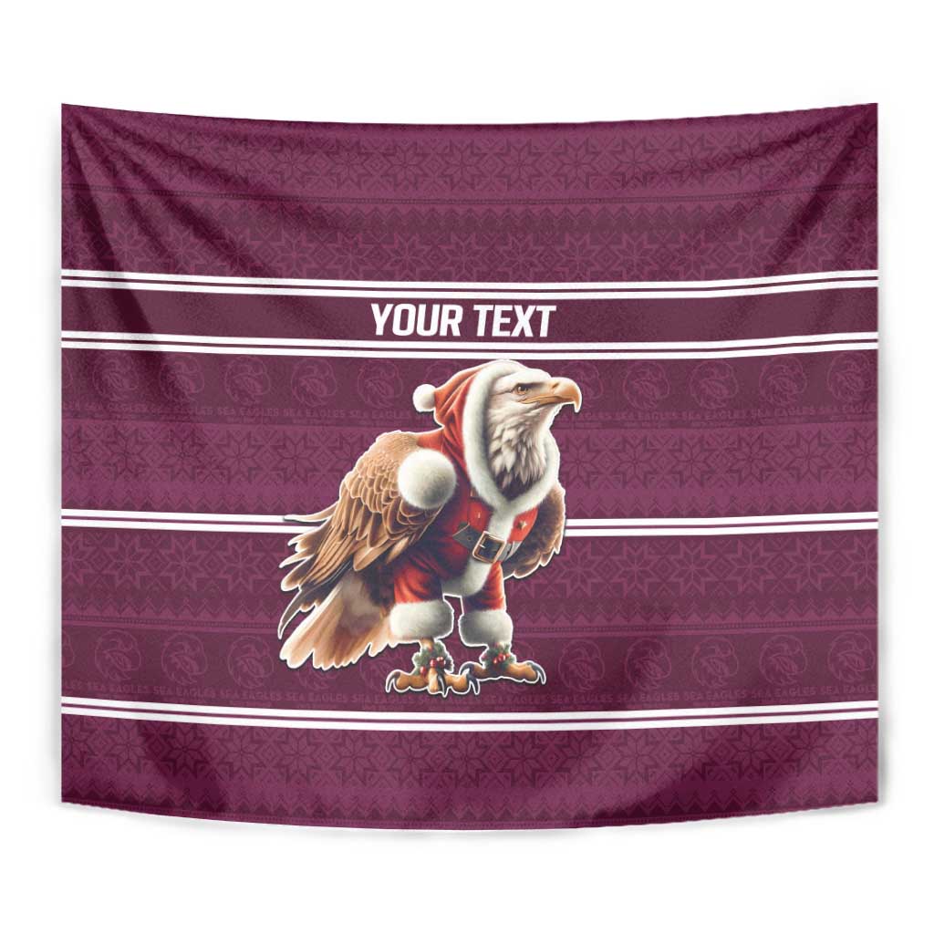 NRL Manly Warringah Christmas Personalised Tapestry with Sea Eagles Mascot