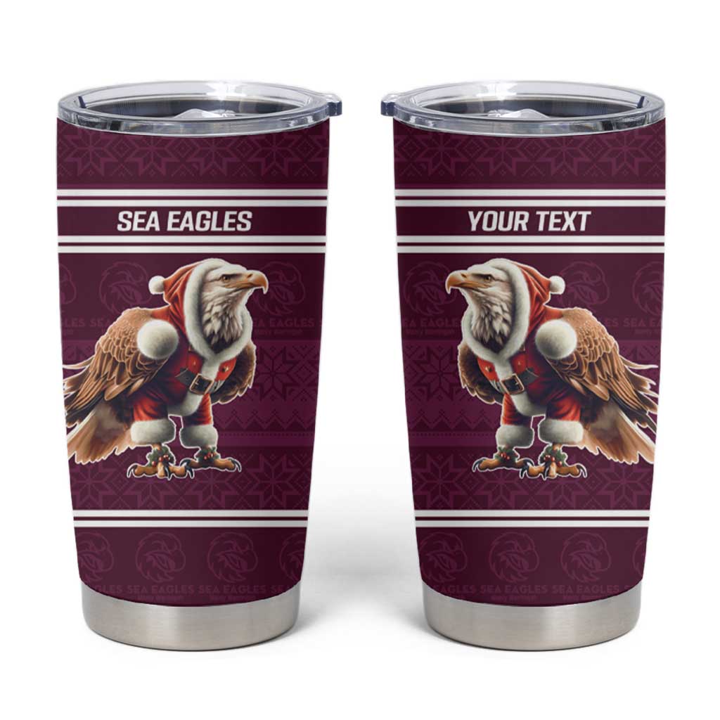 NRL Manly Warringah Christmas Personalised Tumbler Cup with Sea Eagles Mascot