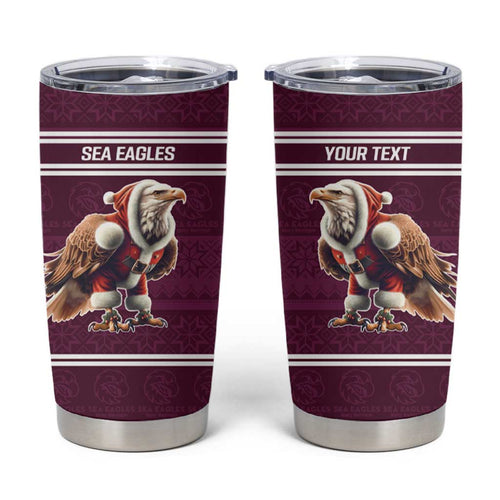 NRL Manly Warringah Christmas Personalised Tumbler Cup with Sea Eagles Mascot