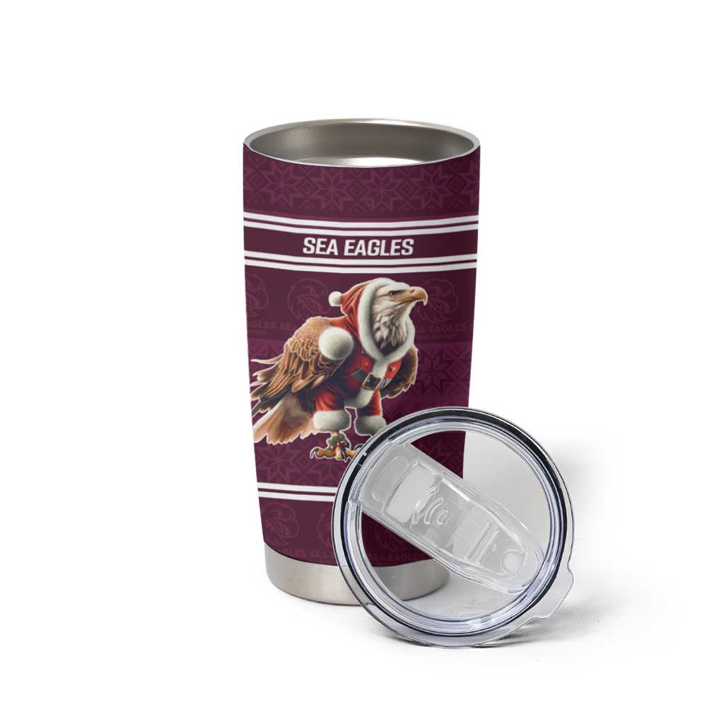 NRL Manly Warringah Christmas Personalised Tumbler Cup with Sea Eagles Mascot