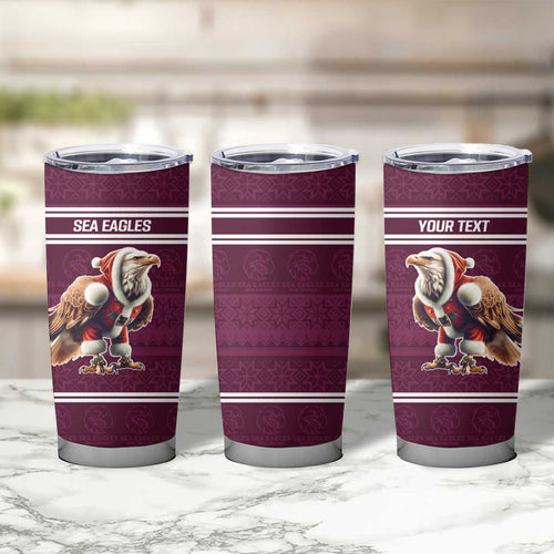 NRL Manly Warringah Christmas Personalised Tumbler Cup with Sea Eagles Mascot