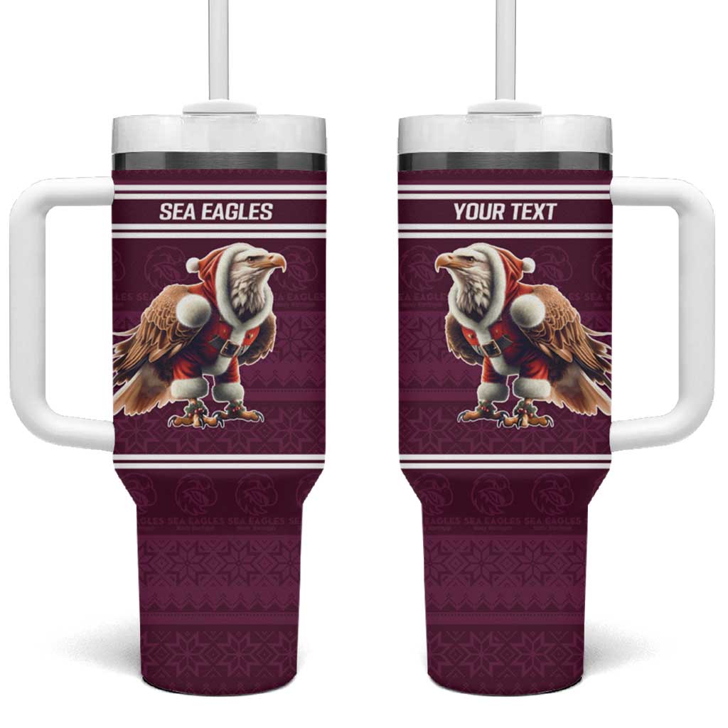 NRL Manly Warringah Christmas Personalised Tumbler With Handle with Sea Eagles Mascot