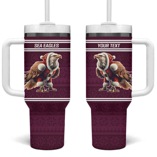 NRL Manly Warringah Christmas Personalised Tumbler With Handle with Sea Eagles Mascot