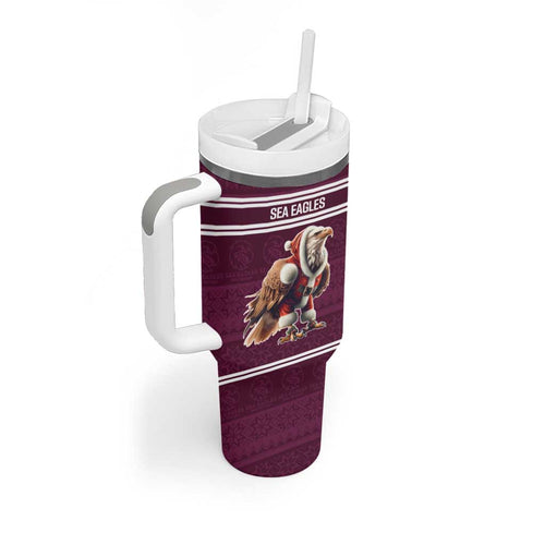 NRL Manly Warringah Christmas Personalised Tumbler With Handle with Sea Eagles Mascot