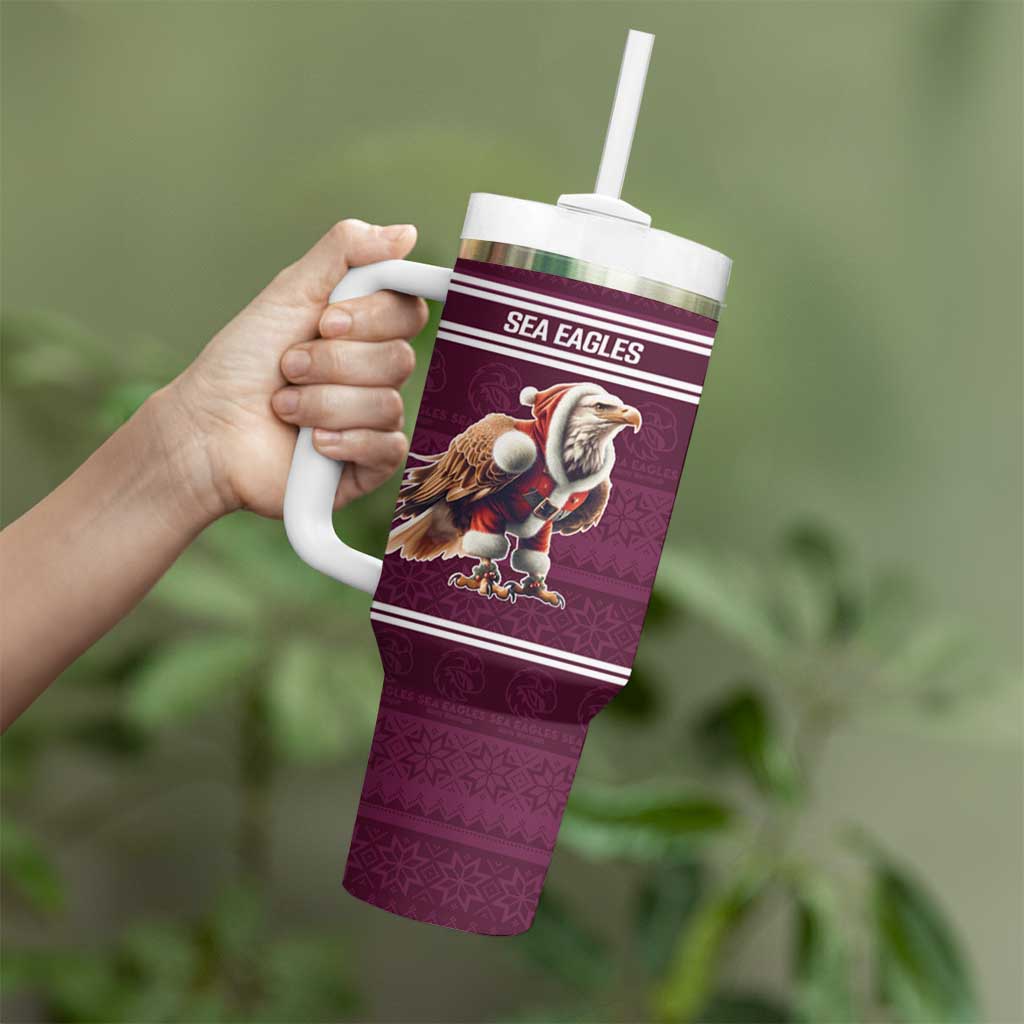 NRL Manly Warringah Christmas Personalised Tumbler With Handle with Sea Eagles Mascot