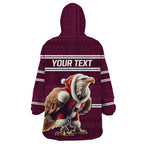 NRL Manly Warringah Christmas Personalised Wearable Blanket Hoodie with Sea Eagles Mascot