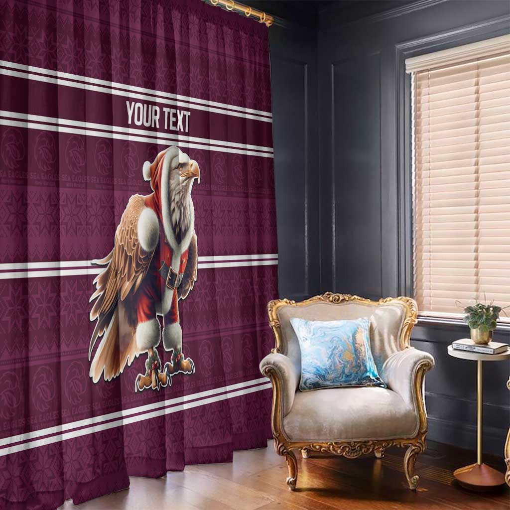 NRL Manly Warringah Christmas Personalised Window Curtain with Sea Eagles Mascot