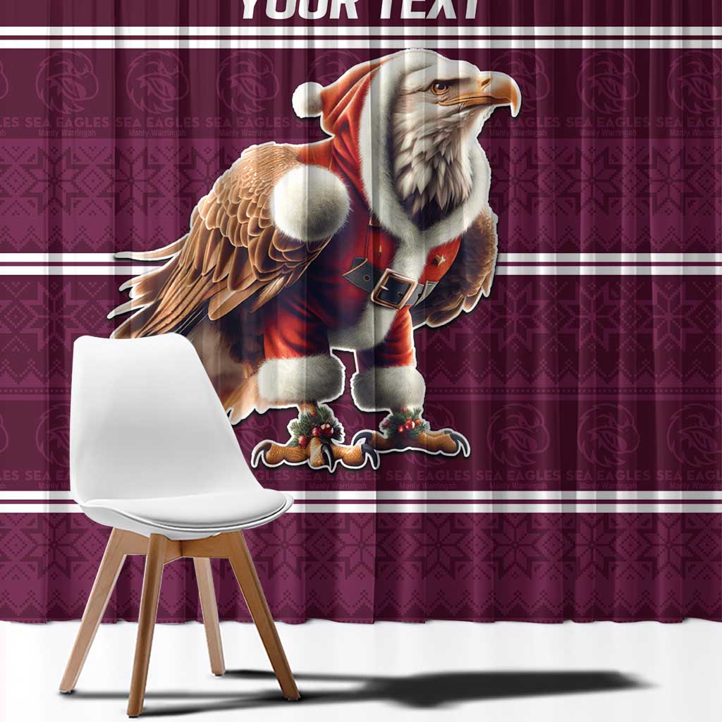NRL Manly Warringah Christmas Personalised Window Curtain with Sea Eagles Mascot