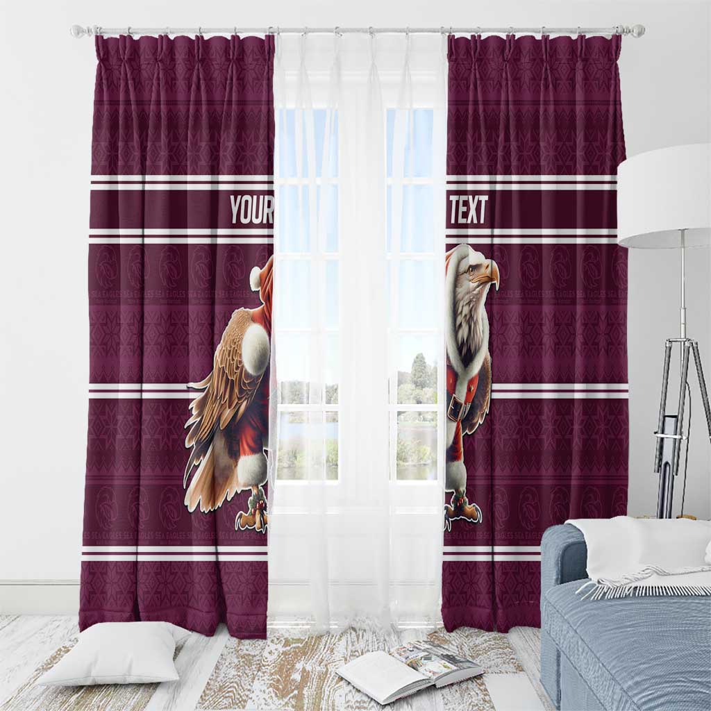 NRL Manly Warringah Christmas Personalised Window Curtain with Sea Eagles Mascot