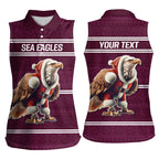 NRL Manly Warringah Christmas Personalised Women Sleeveless Polo Shirt with Sea Eagles Mascot
