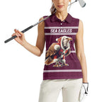 NRL Manly Warringah Christmas Personalised Women Sleeveless Polo Shirt with Sea Eagles Mascot
