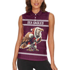 NRL Manly Warringah Christmas Personalised Women Sleeveless Polo Shirt with Sea Eagles Mascot