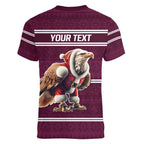 NRL Manly Warringah Christmas Personalised Women V-Neck T-Shirt with Sea Eagles Mascot