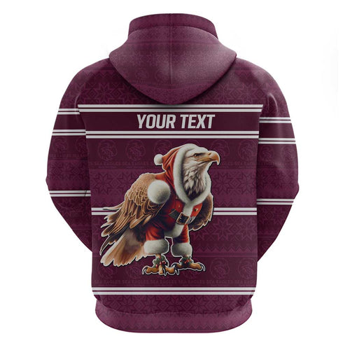 NRL Manly Warringah Christmas Personalised Zip Hoodie with Sea Eagles Mascot