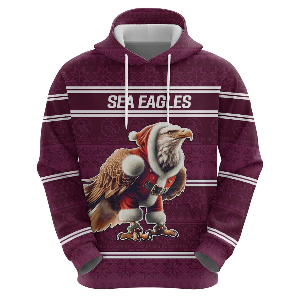 NRL Manly Warringah Christmas Personalised Zip Hoodie with Sea Eagles Mascot