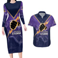 NRL Storm Custom Couples Matching Long Sleeve Bodycon Dress and Hawaiian Shirt Minimalism Style