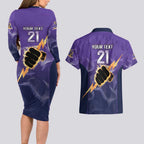 NRL Storm Custom Couples Matching Long Sleeve Bodycon Dress and Hawaiian Shirt Minimalism Style