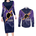 NRL Storm Custom Couples Matching Long Sleeve Bodycon Dress and Long Sleeve Button Shirt Minimalism Style