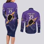 NRL Storm Custom Couples Matching Long Sleeve Bodycon Dress and Long Sleeve Button Shirt Minimalism Style