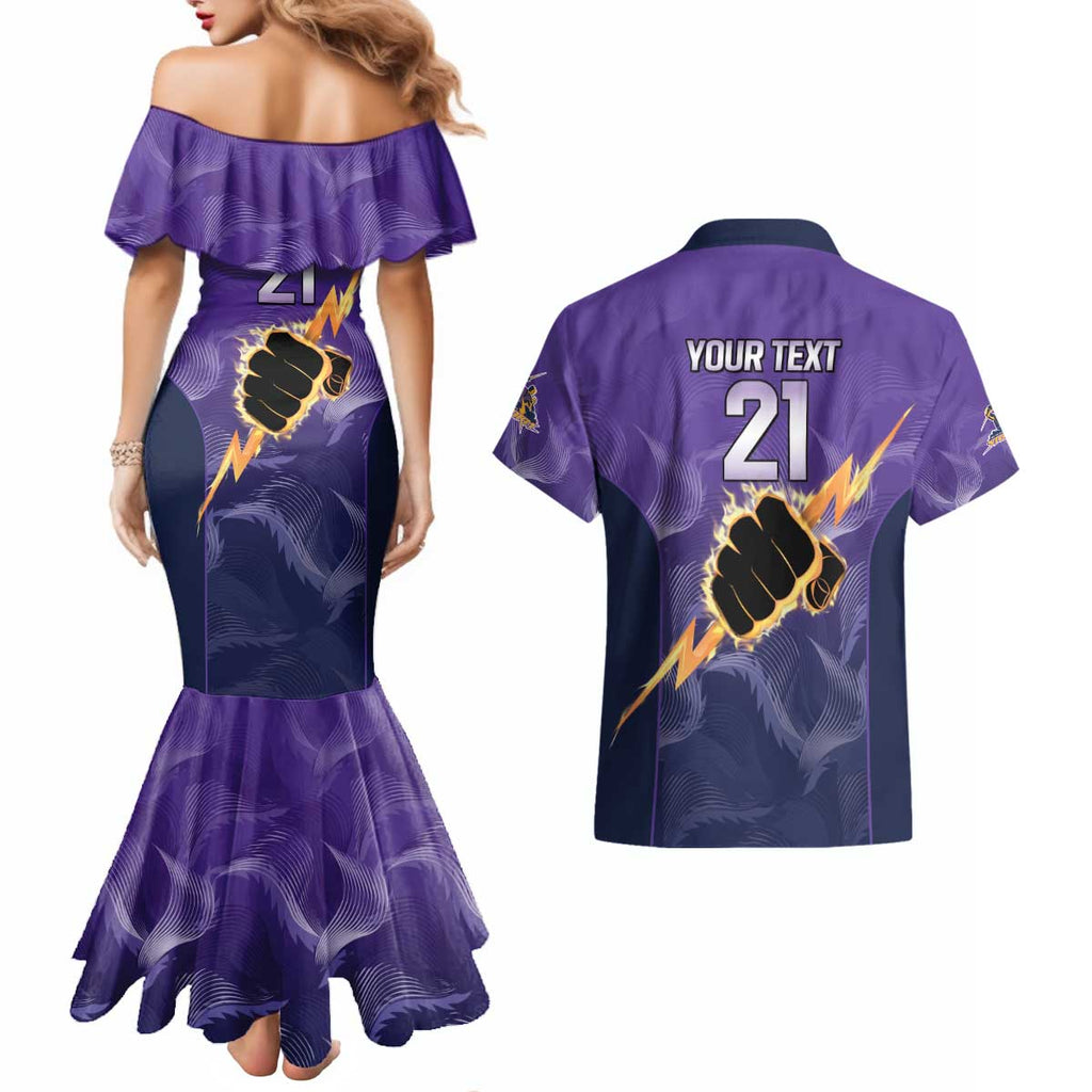 NRL Storm Custom Couples Matching Mermaid Dress and Hawaiian Shirt Minimalism Style