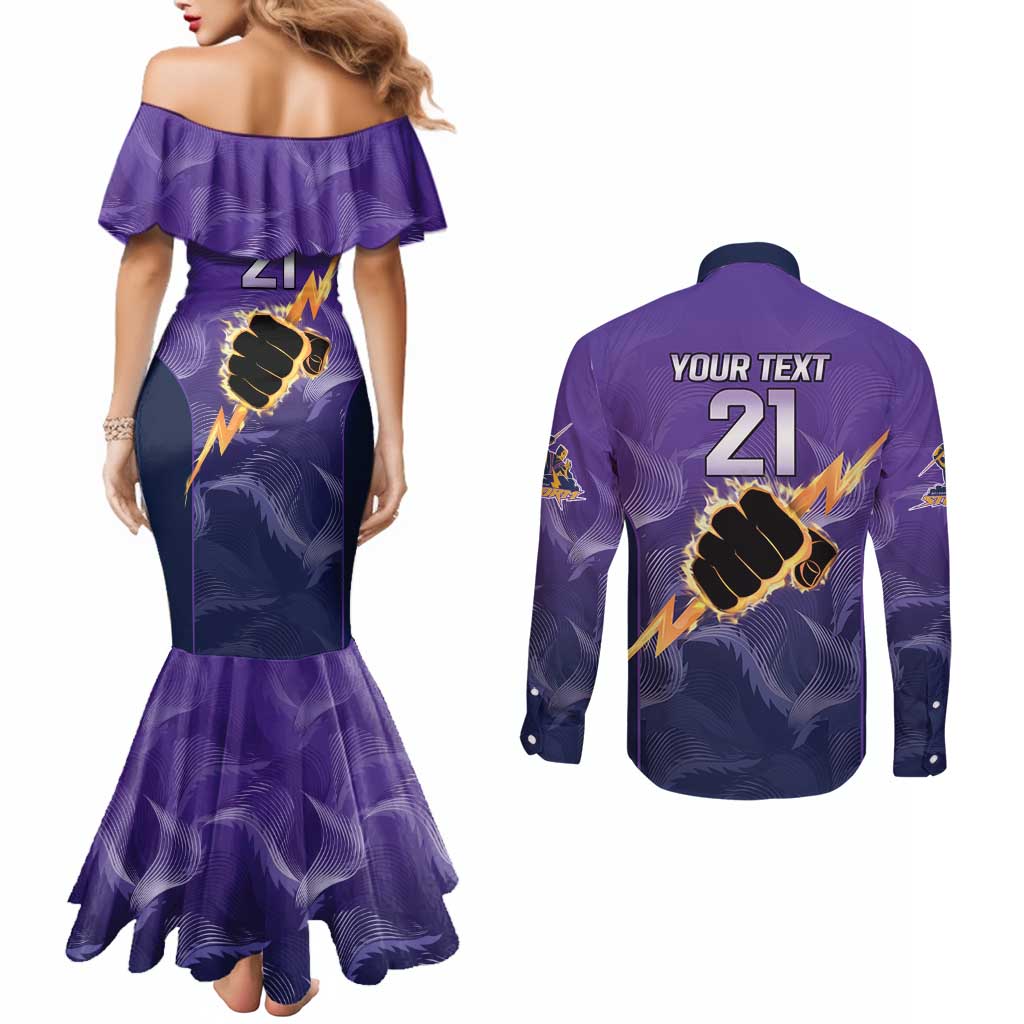 NRL Storm Custom Couples Matching Mermaid Dress and Long Sleeve Button Shirt Minimalism Style