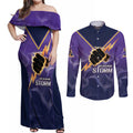 NRL Storm Custom Couples Matching Off Shoulder Maxi Dress and Long Sleeve Button Shirt Minimalism Style