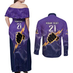 NRL Storm Custom Couples Matching Off Shoulder Maxi Dress and Long Sleeve Button Shirt Minimalism Style