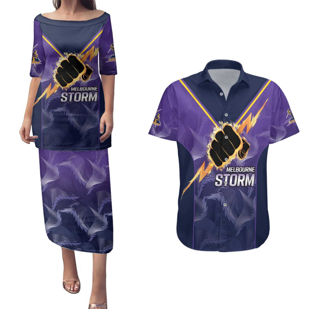 NRL Storm Custom Couples Matching Puletasi and Hawaiian Shirt Minimalism Style