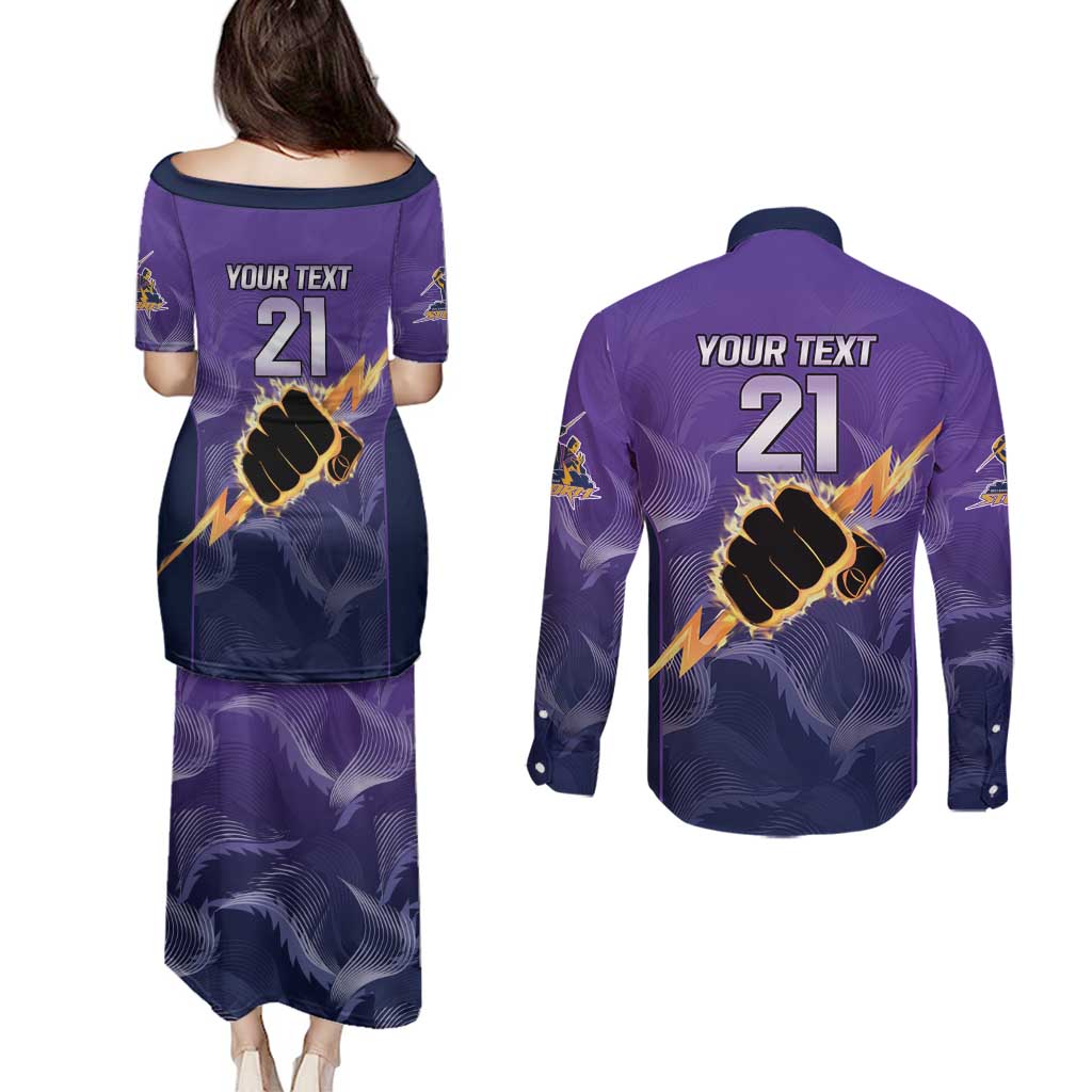 NRL Storm Custom Couples Matching Puletasi and Long Sleeve Button Shirt Minimalism Style