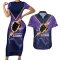 NRL Storm Custom Couples Matching Short Sleeve Bodycon Dress and Hawaiian Shirt Minimalism Style