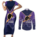NRL Storm Custom Couples Matching Short Sleeve Bodycon Dress and Long Sleeve Button Shirt Minimalism Style