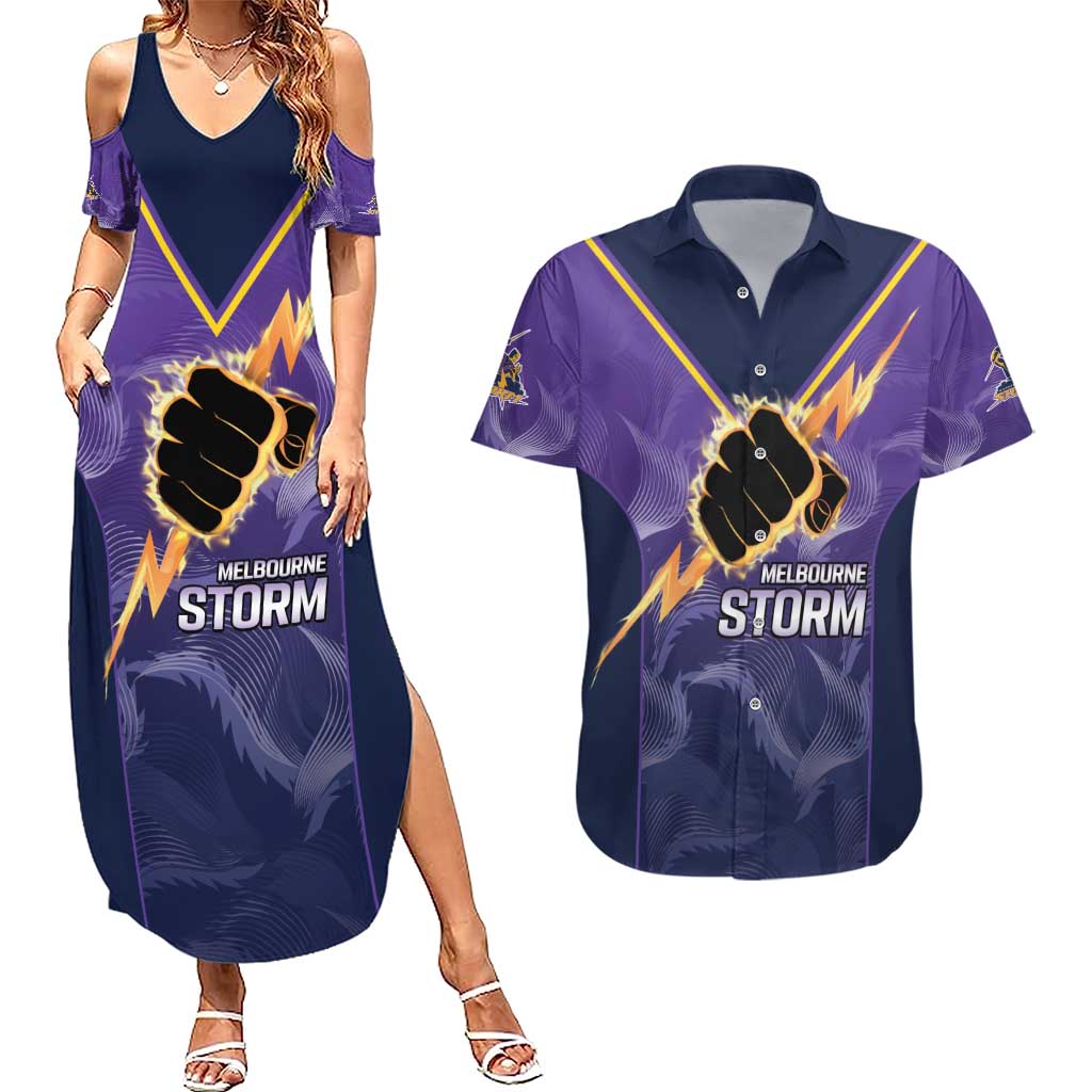 NRL Storm Custom Couples Matching Summer Maxi Dress and Hawaiian Shirt Minimalism Style