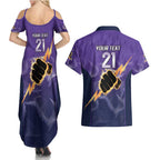 NRL Storm Custom Couples Matching Summer Maxi Dress and Hawaiian Shirt Minimalism Style