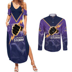 NRL Storm Custom Couples Matching Summer Maxi Dress and Long Sleeve Button Shirt Minimalism Style