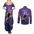 NRL Storm Custom Couples Matching Summer Maxi Dress and Long Sleeve Button Shirt Minimalism Style