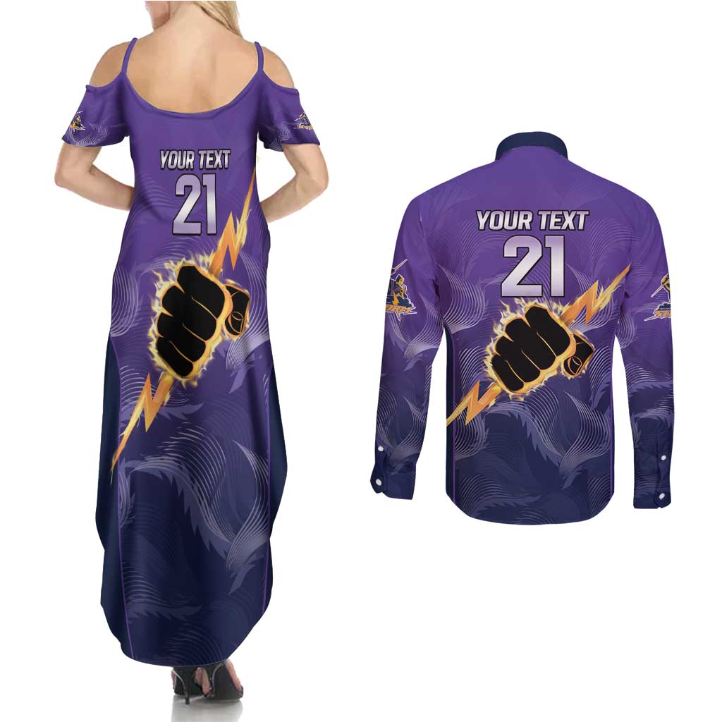 NRL Storm Custom Couples Matching Summer Maxi Dress and Long Sleeve Button Shirt Minimalism Style