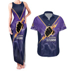 NRL Storm Custom Couples Matching Tank Maxi Dress and Hawaiian Shirt Minimalism Style