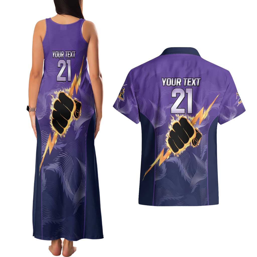 NRL Storm Custom Couples Matching Tank Maxi Dress and Hawaiian Shirt Minimalism Style