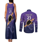NRL Storm Custom Couples Matching Tank Maxi Dress and Long Sleeve Button Shirt Minimalism Style