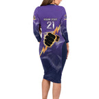 NRL Storm Custom Family Matching Long Sleeve Bodycon Dress and Hawaiian Shirt Minimalism Style
