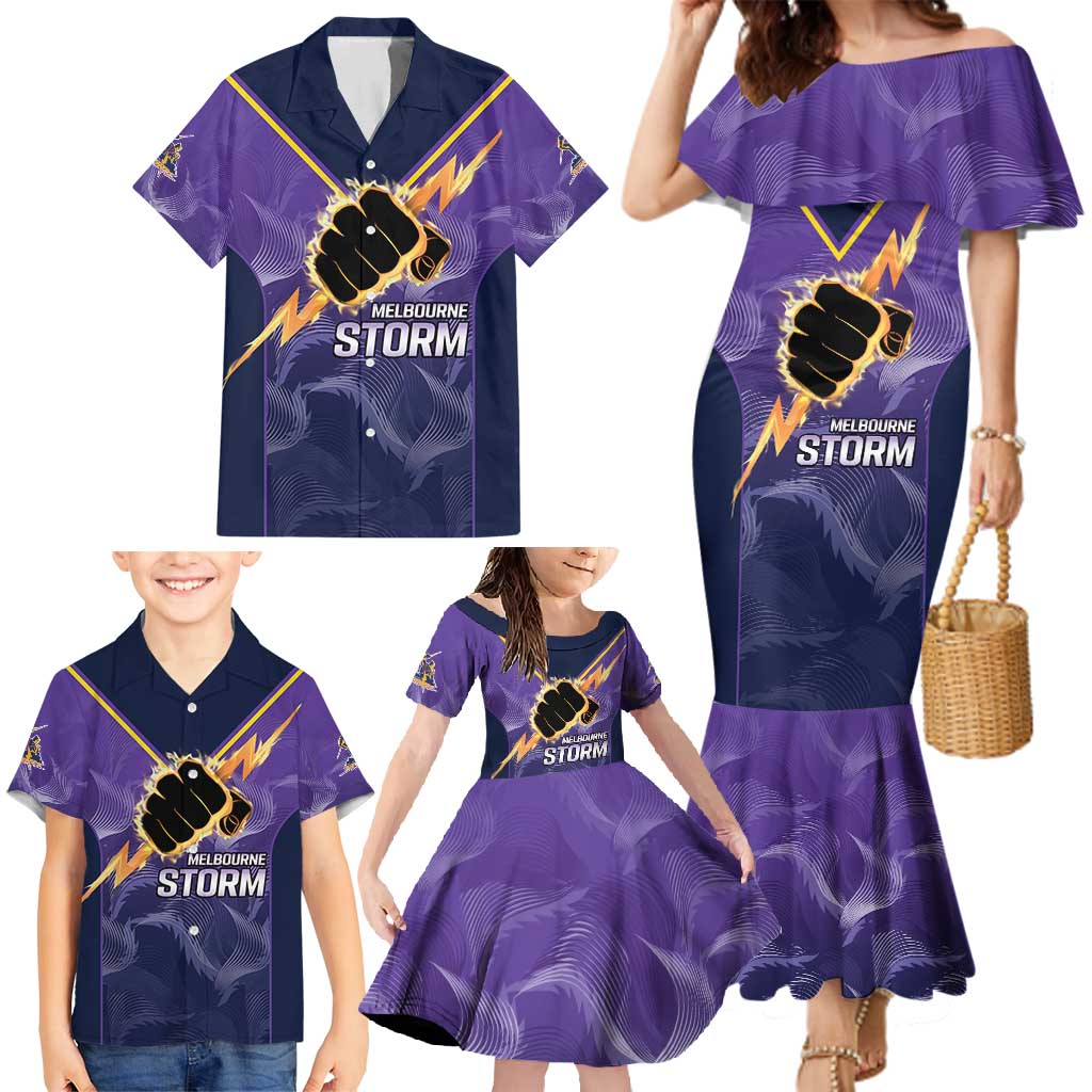 NRL Storm Custom Family Matching Mermaid Dress and Hawaiian Shirt Minimalism Style